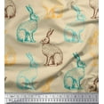 thumbnail image 1 of Soimoi Orange Velvet Fabric Rabbit Animal Print Fabric by Yard 58 Inch Wide, 1 of 1