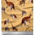 thumbnail image 1 of Soimoi Orange polyester Crepe Fabric Kangaroo & Giraffe Animal Printed Craft Fabric by the Yard 52 Inch Wide, 1 of 1
