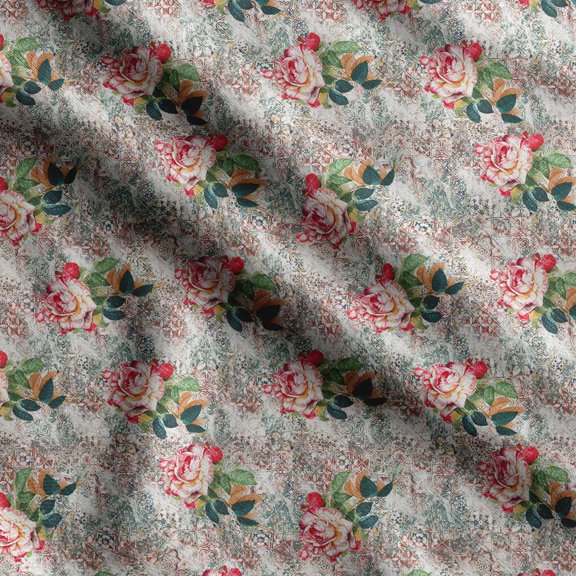 Soimoi Patchwork Print,Cotton Poplin, Sewing Fabric Sold by The Yard 42 Inch Wide,Sewing Craft Quilting/Quilt Making Fabric, Red & Green