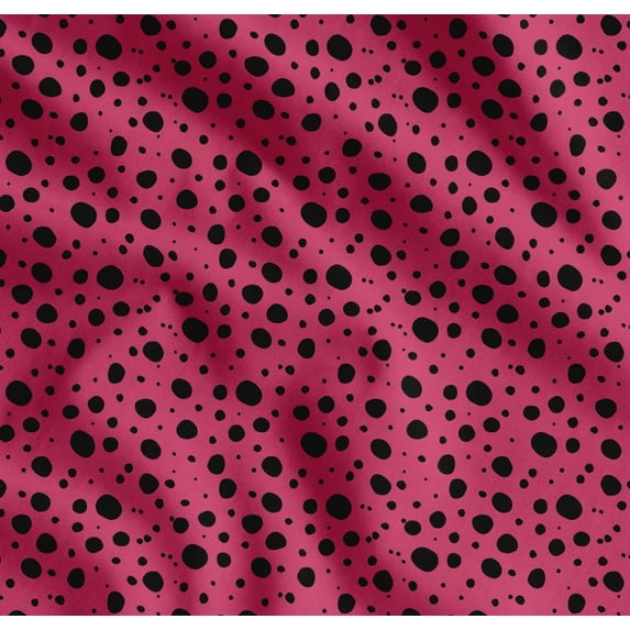 Soimoi Pink Cotton Cambric Fabric Black Dots Print Fabric by the Yard 42 Inch Wide
