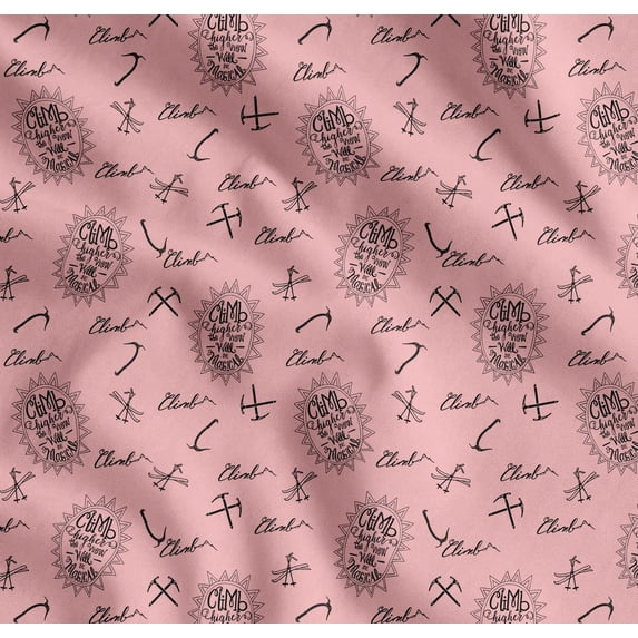 Soimoi Pink Cotton Cambric Fabric Hardware Tools & Text Decor Fabric Printed Yard 42 Inch Wide