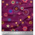 thumbnail image 1 of Soimoi Pink Cotton Cambric Fabric Insect & Floral Clip Art Print Fabric by The Yard 56 Inch Wide, 1 of 1
