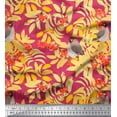 thumbnail image 1 of Soimoi Pink Cotton Duck Fabric Leaves,Berries & Bird Print Fabric by The Yard 56 Inch Wide, 1 of 1