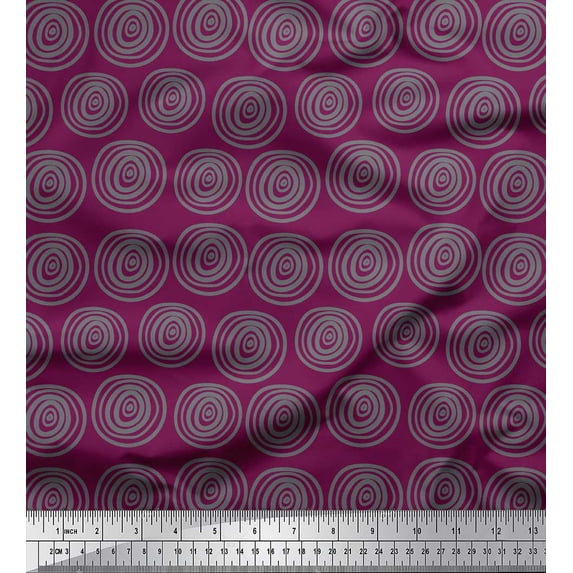 Soimoi Pink Cotton Jersey Fabric Spiral & Stripe Geometric Printed Craft Fabric by the Yard 58 Inch Wide