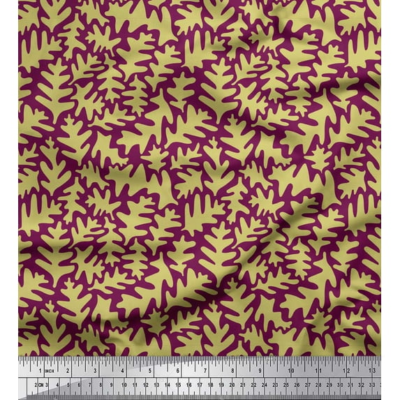 Soimoi Pink Cotton Poplin Fabric Leaves Leaves Print Fabric by the Yard 42 Inch Wide