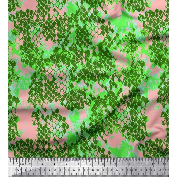 Soimoi Pink Cotton Poplin Fabric Snake Animal Skin Print Sewing Fabric Yard 42 Inch Wide