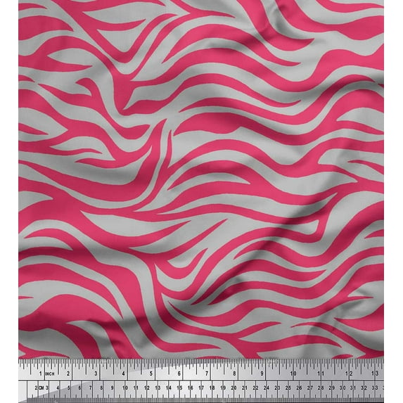 Soimoi Pink Cotton Poplin Fabric Wild Animal Skin Print Sewing Fabric BTY 58 Inch Wide