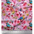 thumbnail image 1 of Soimoi Pink Cotton Voile Fabric Stripe,American Robin & Pink Floral Print Fabric by Yard 56 Inch Wide, 1 of 1