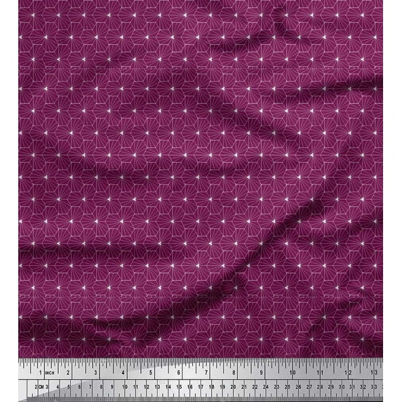 Soimoi Pink Georgette Viscose Fabric Floral Art Geometric Decor Fabric Printed Yard 42 Inch Wide