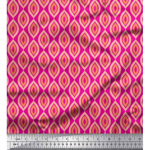 Soimoi Pink Georgette Viscose Fabric Ogee Geometric Decor Fabric Printed Yard 42 Inch Wide