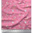 thumbnail image 1 of Soimoi Pink Heavy Canvas Fabric Lets Bake Kitchen Print Fabric by the Yard 58 Inch Wide, 1 of 3