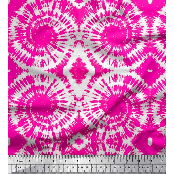 Soimoi Pink Heavy Canvas Fabric Swirl Tie-Dye Print Fabric by the Yard 58 Inch Wide
