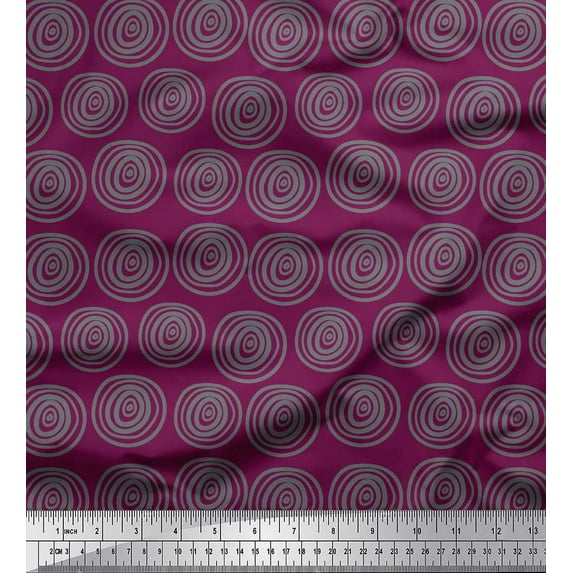 Soimoi Pink Heavy Satin Fabric Spiral & Stripe Geometric Print Fabric by Yard 54 Inch Wide