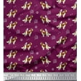 thumbnail image 1 of Soimoi Pink Moss Georgette Fabric Bird,Paw & Cocker Spaniel Dog Printed Fabric 1 Yard 42 Inch Wide, 1 of 1