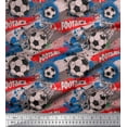 thumbnail image 1 of Soimoi Pink Moss Georgette Fabric Brush Stroke & Football Sports Print Fabric by Yard 42 Inch Wide, 1 of 1