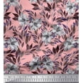 thumbnail image 1 of Soimoi Pink Poly Georgette Fabric Leaves & Lily Floral Decor Fabric Printed Yard 42 Inch Wide, 1 of 3