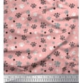 thumbnail image 1 of Soimoi Pink Poly Georgette Fabric Paw Dog Print Sewing Fabric Yard 52 Inch Wide, 1 of 3