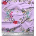 thumbnail image 1 of Soimoi Pink Polyester Crepe Fabric Insect,Rose & Wreath Flower Print Fabric by The Yard 52 Inch Wide, 1 of 1