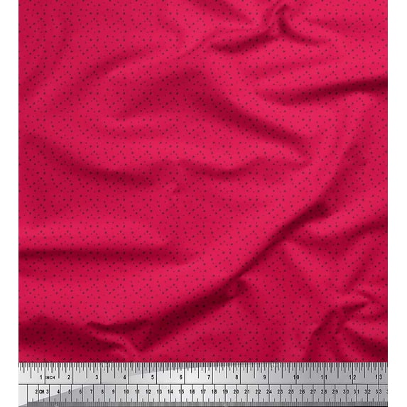Soimoi Pink Rayon Crepe Fabric Circle & Cross Geometric Print Fabric by the Yard 46 Inch Wide