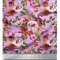 thumbnail image 1 of Soimoi Pink Rayon Crepe Fabric Leaves & Peony Floral Print Sewing Fabric Yard 46 Inch Wide, 1 of 3