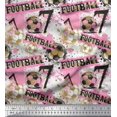 thumbnail image 1 of Soimoi Pink Rayon Fabric Brush Stroke & Football Men Decor Fabric Printed Yard 56 Inch Wide, 1 of 1