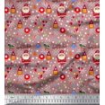 thumbnail image 1 of Soimoi Pink Rayon Fabric Heart,Santa & Baubles Christmas Printed Craft Fabric by the Yard 42 Inch Wide, 1 of 1