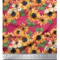 thumbnail image 1 of Soimoi Pink Rayon Fabric Leaves & Sunflower Floral Print Fabric by the Yard 42 Inch Wide, 1 of 3