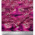 thumbnail image 1 of Soimoi Pink Rayon Fabric Leopard & Tiger Animal Skin Print Sewing Fabric Yard 42 Inch Wide, 1 of 3