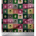 thumbnail image 1 of Soimoi Pink Rayon Fabric Monster Face Cartoon Print Fabric by the Yard 56 Inch Wide, 1 of 3