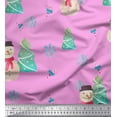 thumbnail image 1 of Soimoi Pink Rayon Fabric Snowman & Tree Christmas Print Fabric by Yard 42 Inch Wide, 1 of 1