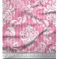 thumbnail image 1 of Soimoi Pink Rayon Fabric Stripe & Vector Design Damask Decor Fabric Printed Yard 42 Inch Wide, 1 of 3