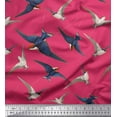 thumbnail image 1 of Soimoi Pink Silk Fabric Flying Woodpecker Bird Decor Fabric Printed Yard 42 Inch Wide, 1 of 1