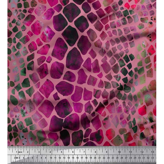 Soimoi Pink Silk Fabric Giraffe Animal Skin Decor Fabric Printed BTY 42 Inch Wide