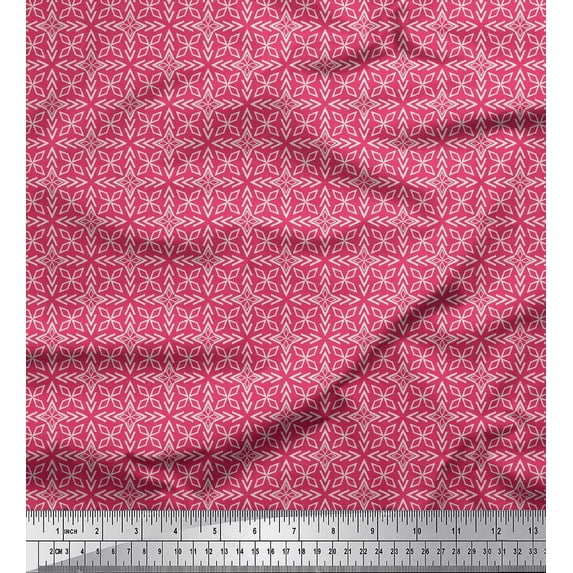 Soimoi Pink Velvet Fabric Arrow & Diamond Geometric Fabric Prints By Yard 58 Inch Wide