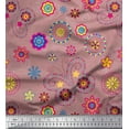 thumbnail image 1 of Soimoi Pink Velvet Fabric Insect & Floral Clip Art Printed Fabric 1 Yard 58 Inch Wide, 1 of 1