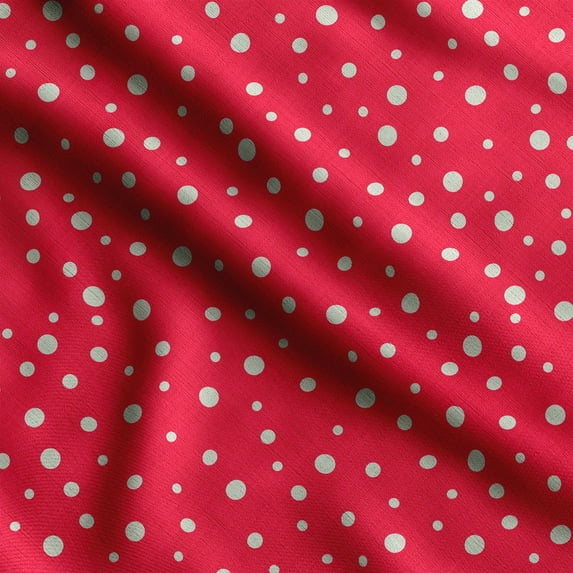 Soimoi Polka Dot Printed, Polyester Fleece, Fabric by The Yard Sewing DIY Stretch Fabric 56 Inches Wide, WarmFabric for Hats, Coats, Gloves, Blankets, Red