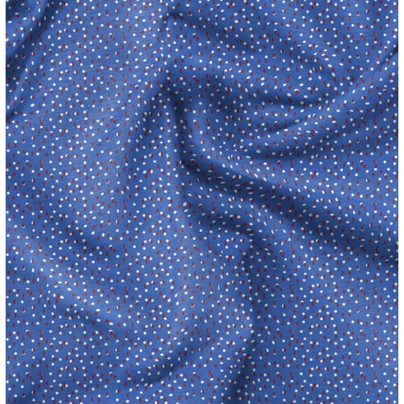 Soimoi Polka Print, Silk Fabric, Decor Sewing Fabric by The Yard 42 Inch Wide,Decorative Fabric for Shirts Suits Ties, Indigo Blue