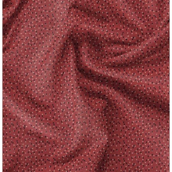Soimoi Polka Print, Silk Fabric, Decor Sewing Fabric by The Yard 42 Inch Wide,Decorative Fabric for Shirts Suits Ties, Red