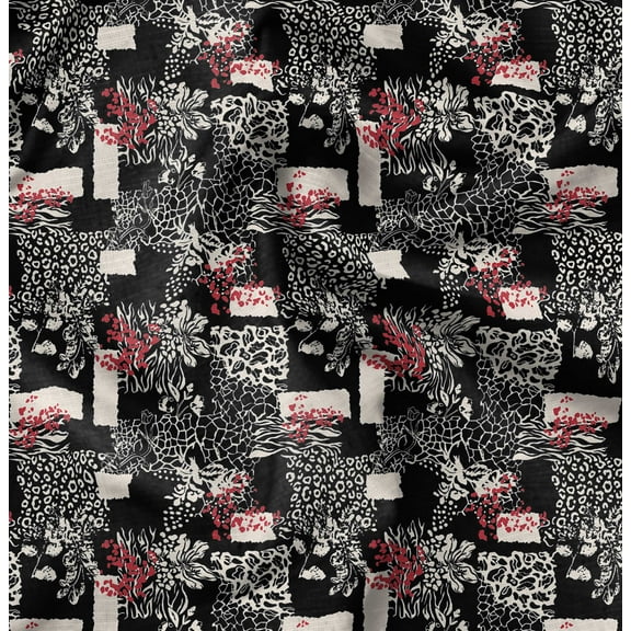 Soimoi Poly Canvas Black Fabric By the Yard - 56 Inch Wide -Abstracts Art Fabric - Contemporary and Unique Patterns for Creative Projects Printed Fabric