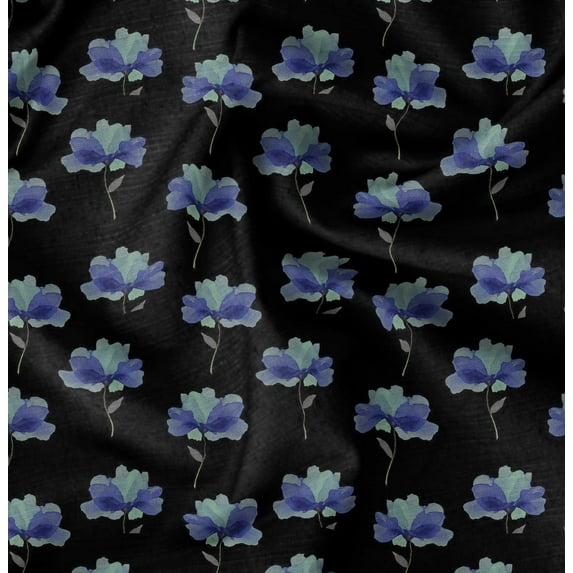 Soimoi Poly Canvas Black Fabric By the Yard - 56 Inch Wide - Florals Print Fabric - Elegant and Timeless Patterns for Fashion and Home Decor Printed Fabric