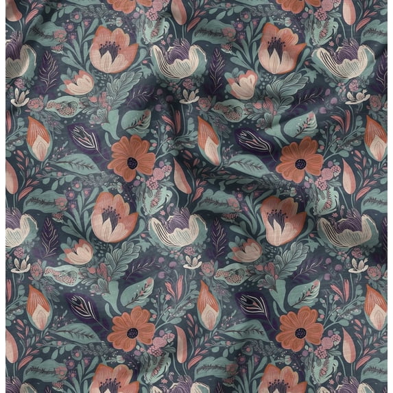Soimoi Poly Canvas Blue Fabric By the Yard - 56 Inch Wide - Florals Print Fabric - Elegant and Timeless Patterns for Fashion and Home Decor Printed Fabric