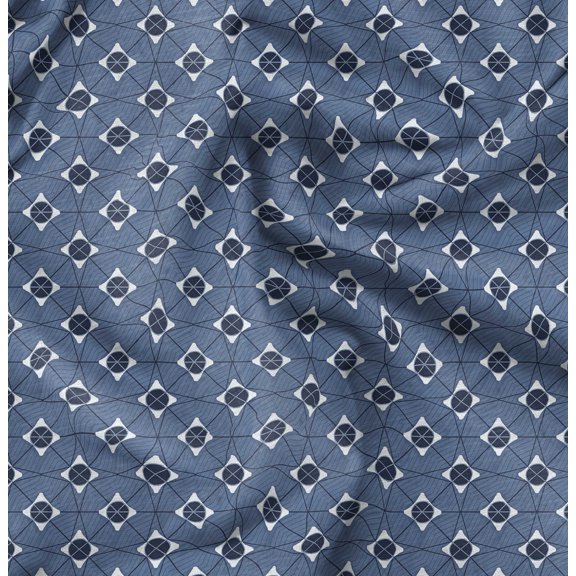 Soimoi Poly Canvas Blue Fabric By the Yard - 56 Inch Wide - African Tribal Material - Artistic and Modern Patterns for Various Uses Printed Fabric