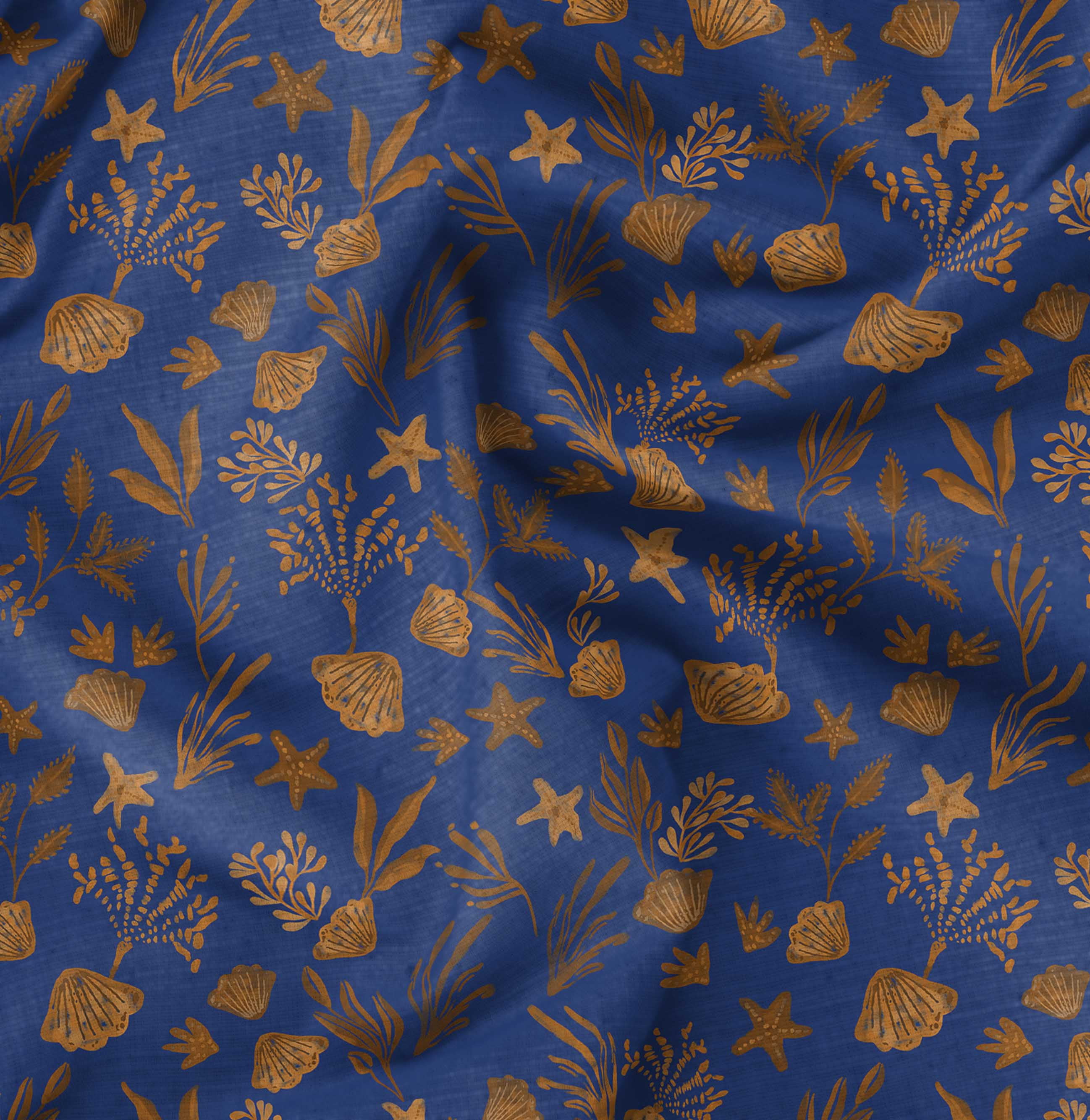 Ocean Printed Soimoi Poly Canvas Blue Fabric By the Yard - 56 Inch Wide - Shell ...