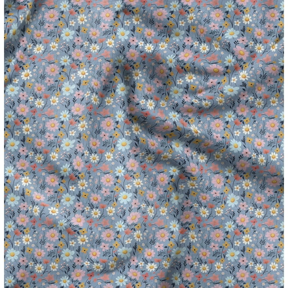 Soimoi Poly Canvas Blue Fabric By the Yard - 56 Inch Wide - Florals Print Fabric - Elegant and Timeless Patterns for Fashion and Home Decor Printed Fabric