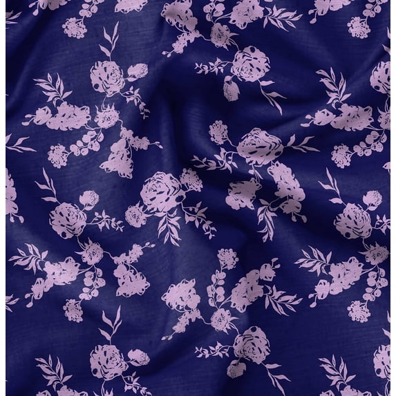 Soimoi Poly Canvas Blue Fabric By the Yard - 56 Inch Wide - Leaves Print Fabric - Floral Elegant & Beautiful Patterns for and Home Decor Printed Fabric