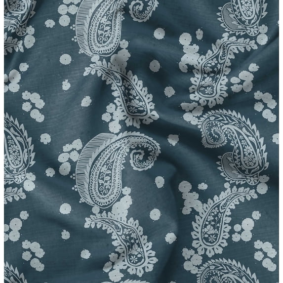 Soimoi Poly Canvas Green Fabric By the Yard - 56 Inch Wide - Leaves Paisley Botanical - Nature's Beauty Enhanced with Paisley Patterns and Leaves Printed Fabric