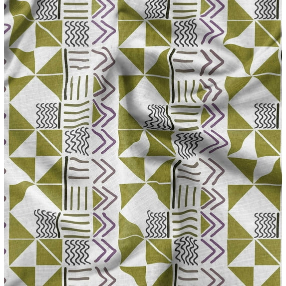 Soimoi Poly Canvas Green Fabric By the Yard - 56 Inch Wide - Geometric Material - Artistic and Modern Patterns for Various Uses Printed Fabric