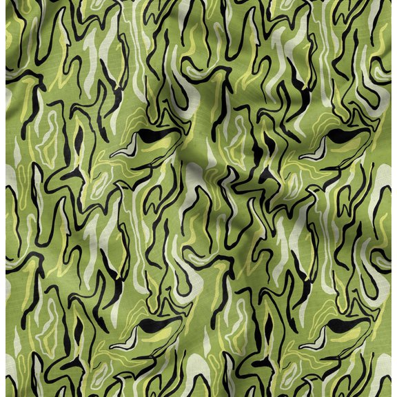 Soimoi Poly Canvas Green Fabric - By the Yard - 56 Inch Wide - Abstracts Art Fabric - Contemporary and Unique Patterns for Creative Projects Printed Fabric