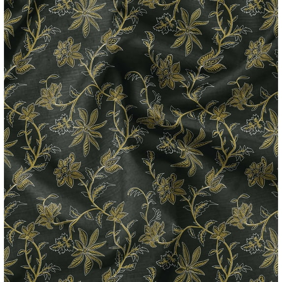 Soimoi Poly Canvas Green Fabric By the Yard - 56 Inch Wide -Floral & Leaf Floral Pattern Fabric - Botanical and Elegant Designs for Various Uses Printed Fabric