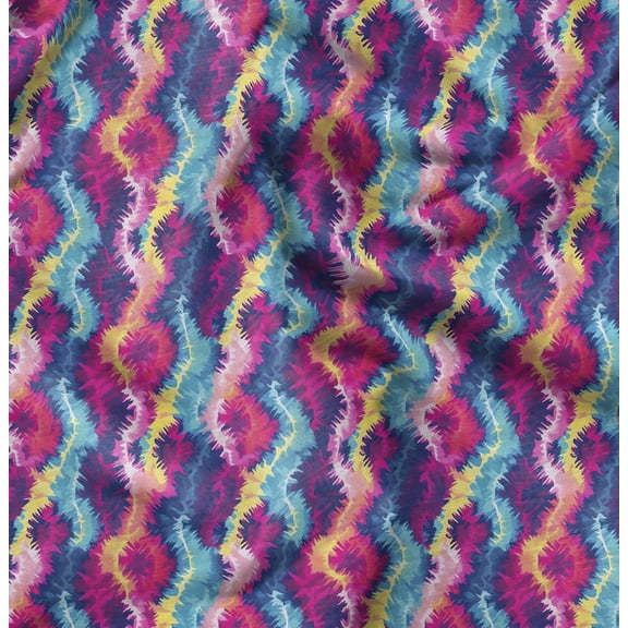 Soimoi Poly Canvas Multicolor Fabric By the Yard - 56 Inch Wide - Tie & Dye Fabric - Colorful and Bohemian Prints for Fashion and Crafts Printed Fabric